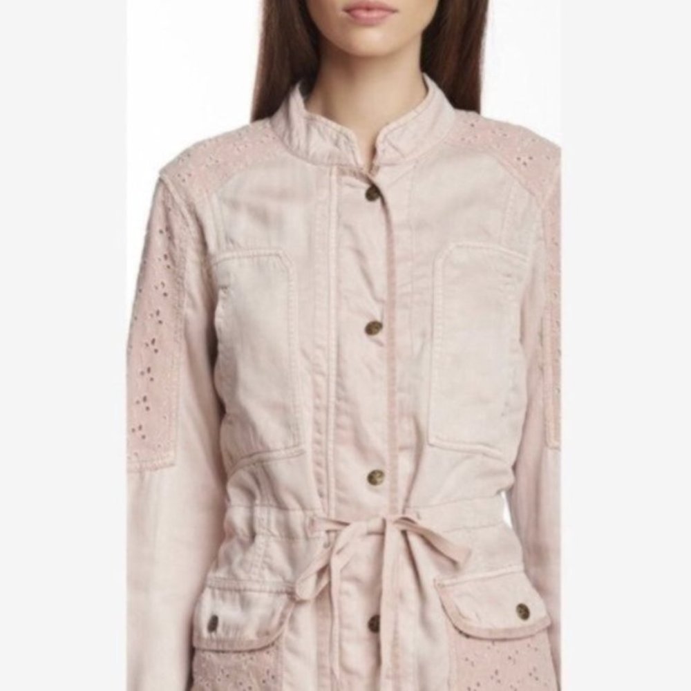 Max Jeans Pink Trim Field Utility Jacket - Ice Pink